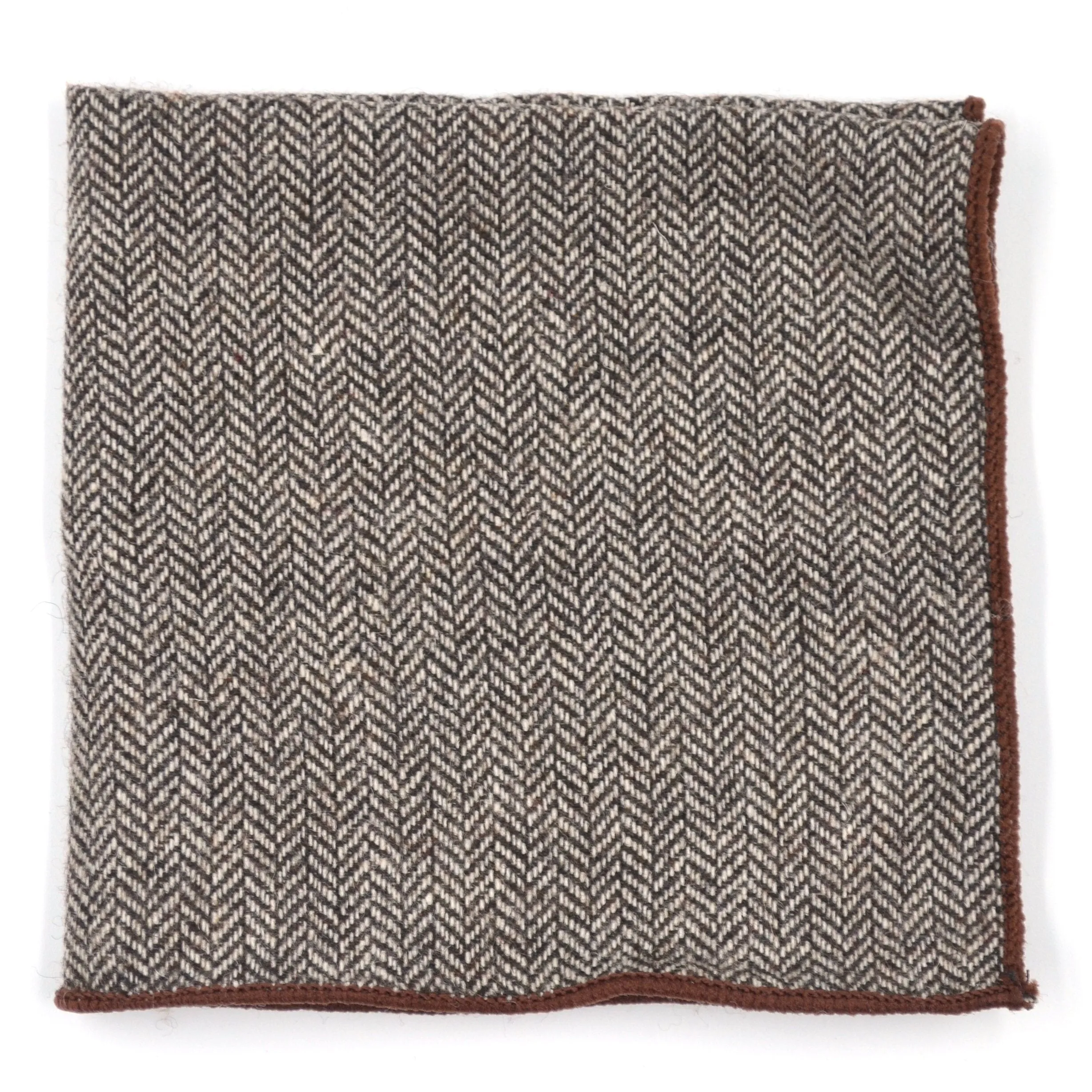 Herringbone Brown Pocket Square