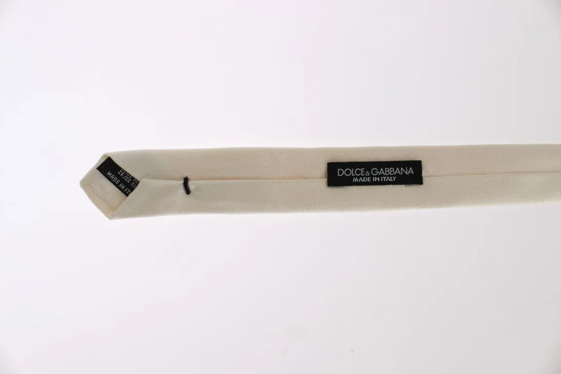 Ivory White Solid Silk Skinny Tie