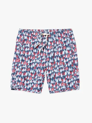 Kids Anchor Short | Navy Sailboats