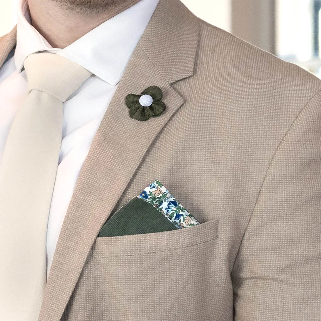 Lapel Pin - Pearl Floral Olive
