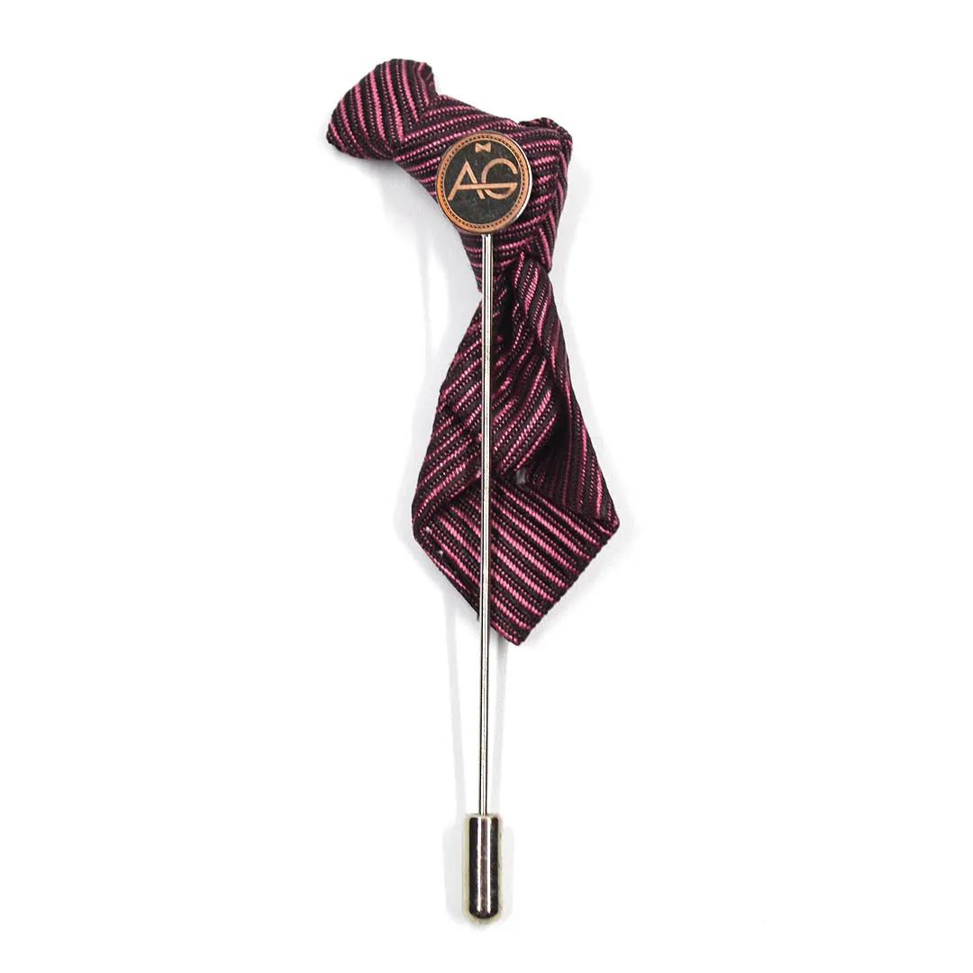 Lapel Pin - Striped Burgundy Tie