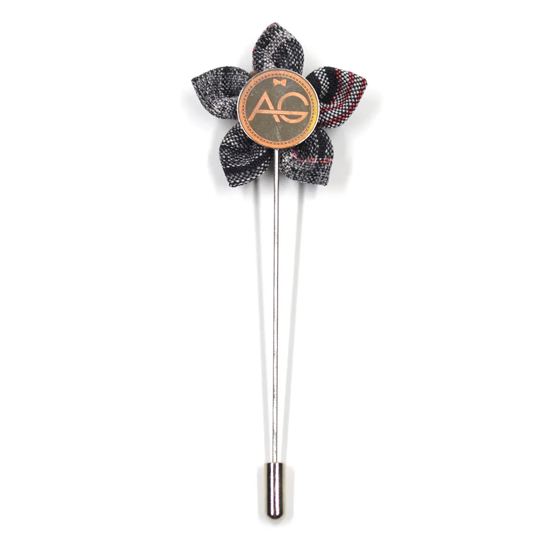 Lapel Pin - Wildflower Plaid Orange