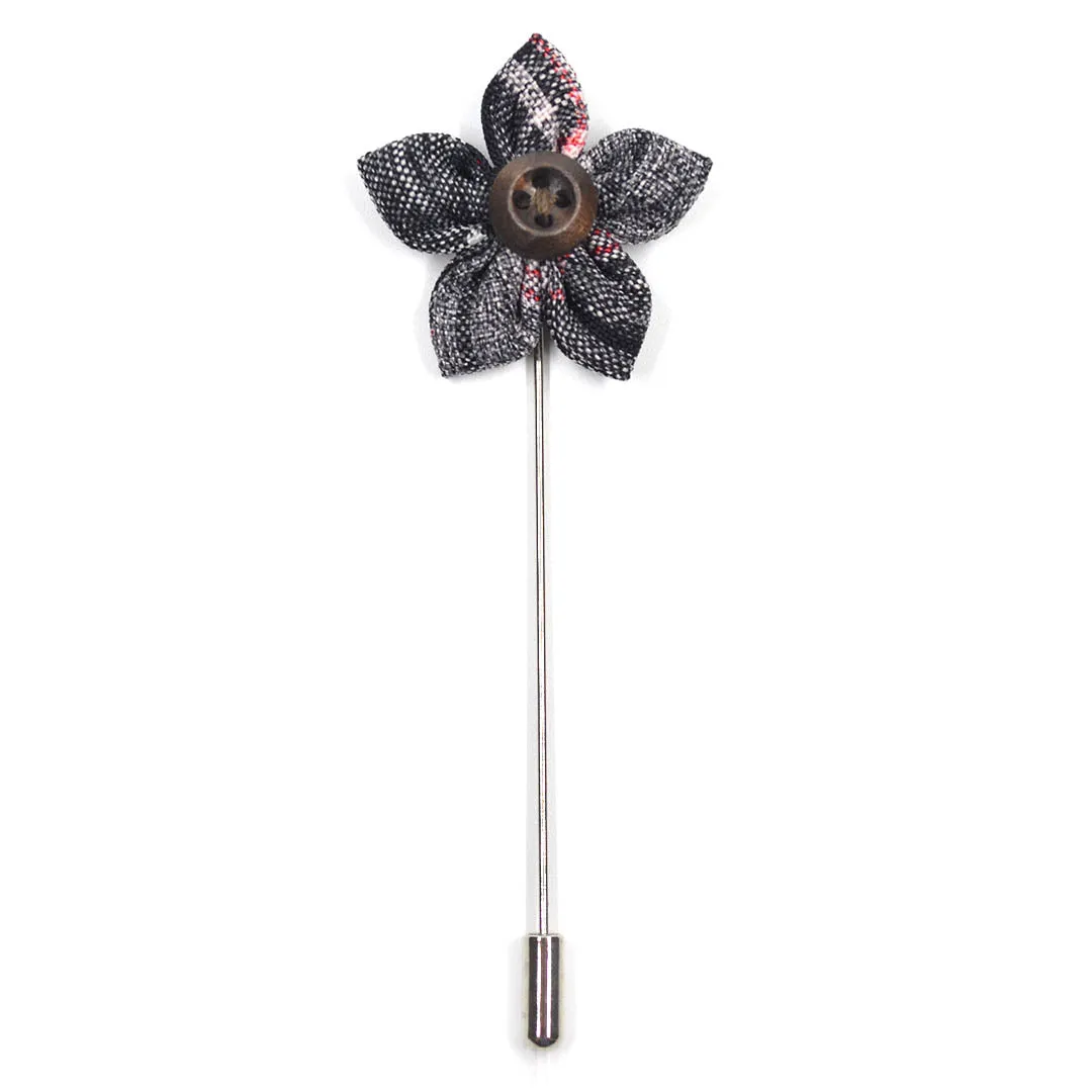 Lapel Pin - Wildflower Plaid Orange