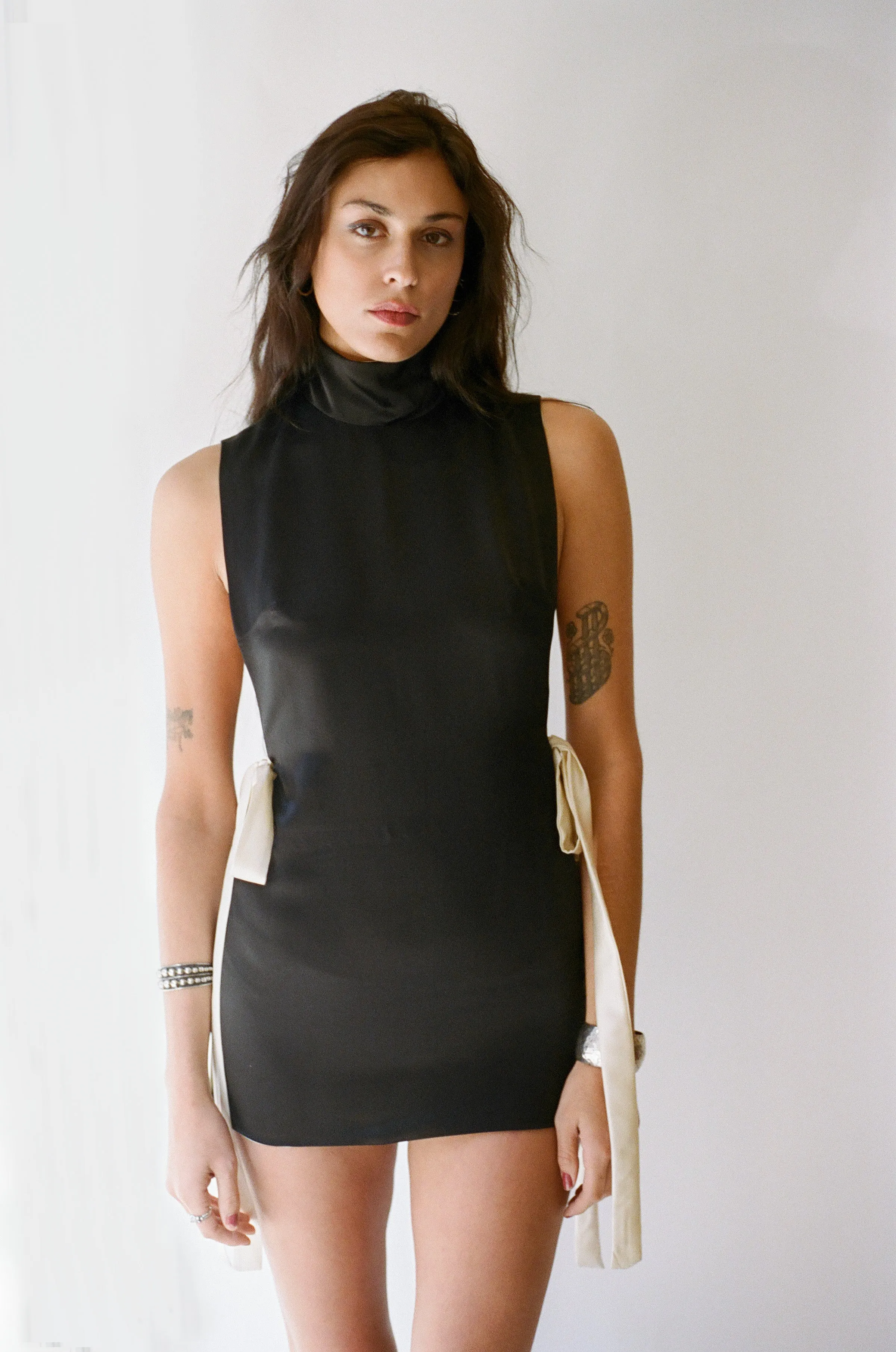 Maeve Mini Dress - Black & Champagne