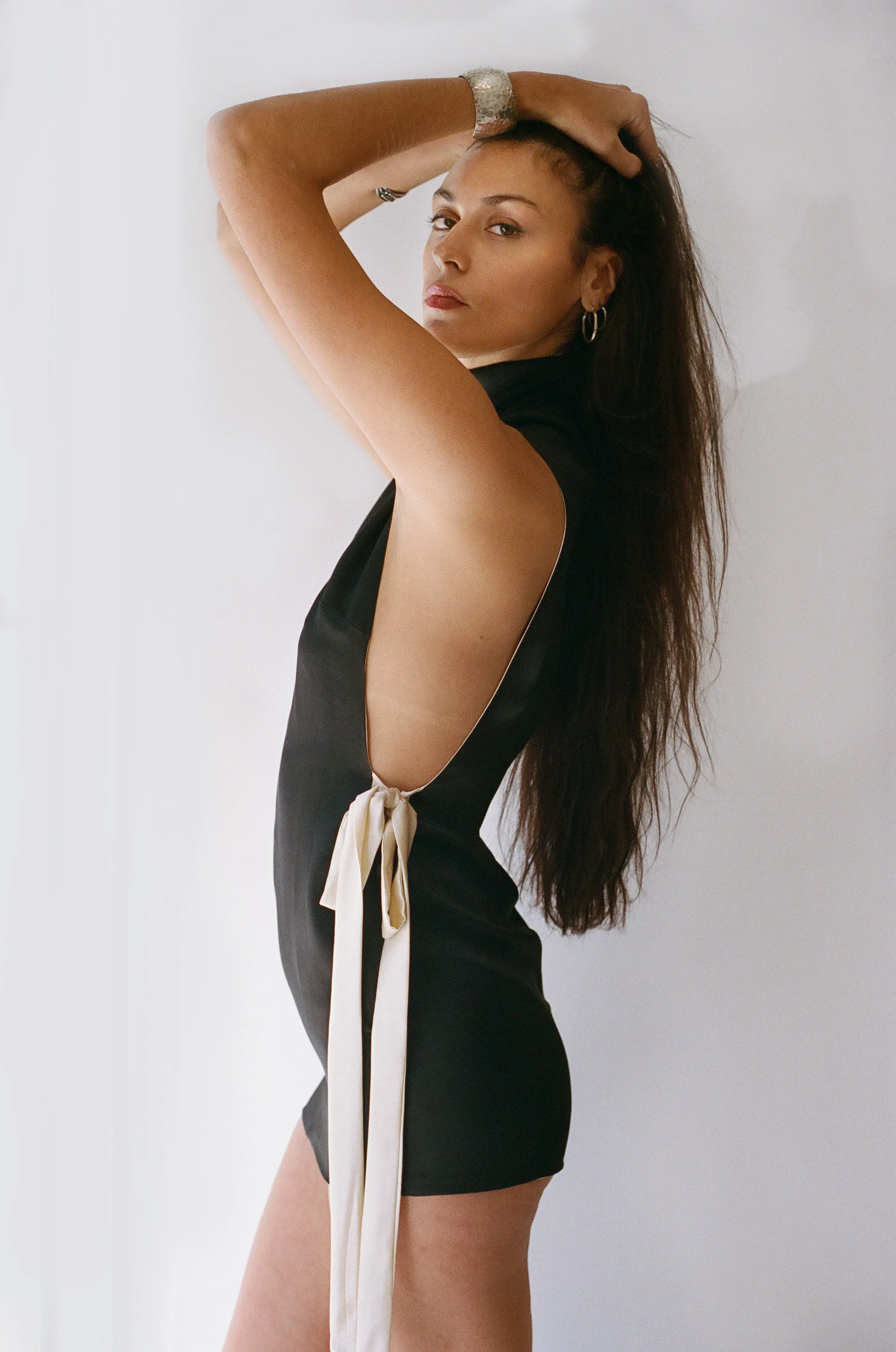 Maeve Mini Dress - Black & Champagne