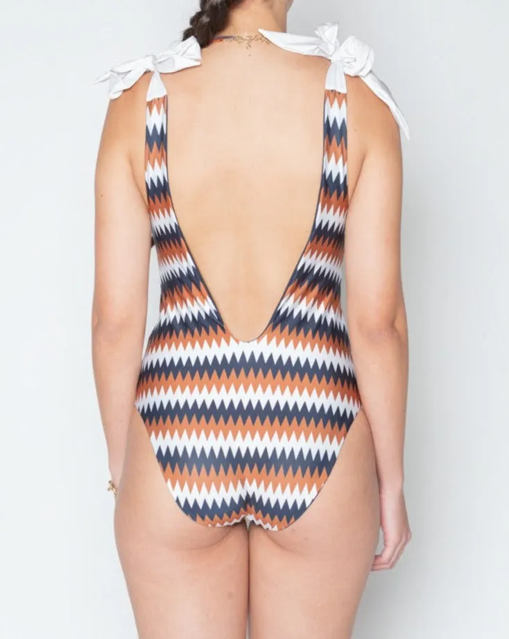 Marcella Reversible Print Swimsuit - Navy