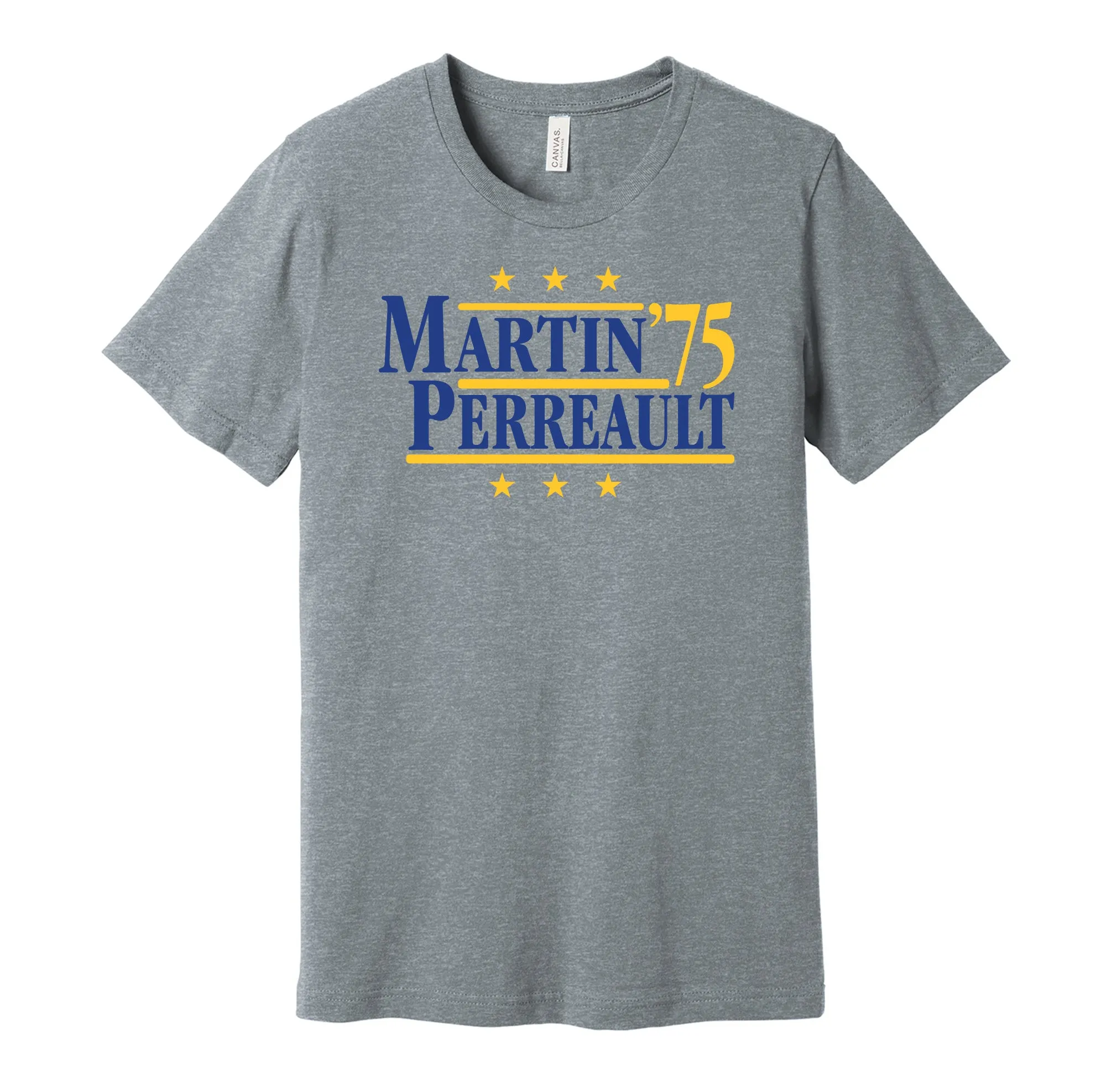 Martin & Perreault '75 - Buffalo Hockey Legends Political Campaign Parody T-Shirt - Hyper Than Hype Shirts