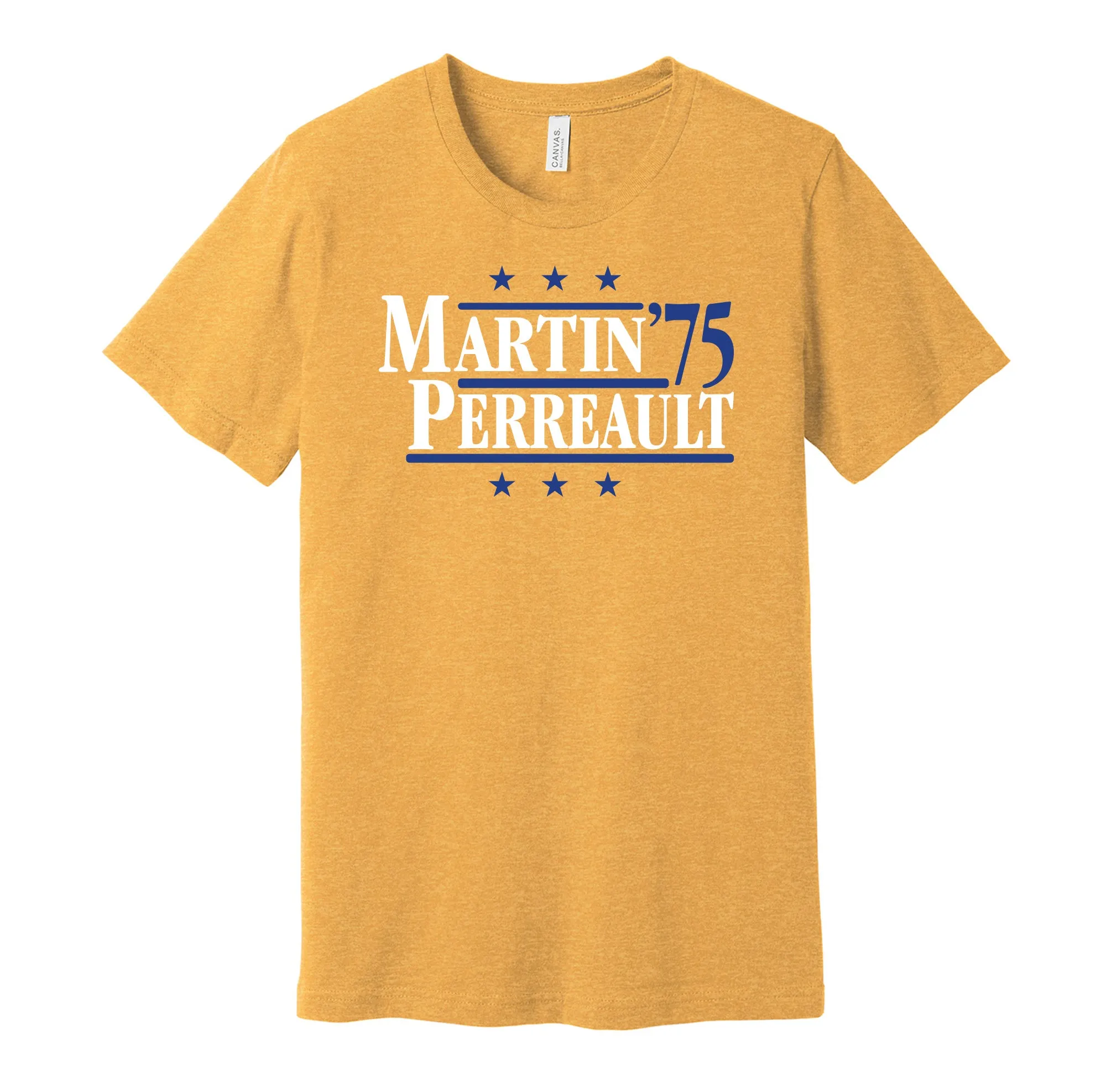 Martin & Perreault '75 - Buffalo Hockey Legends Political Campaign Parody T-Shirt - Hyper Than Hype Shirts