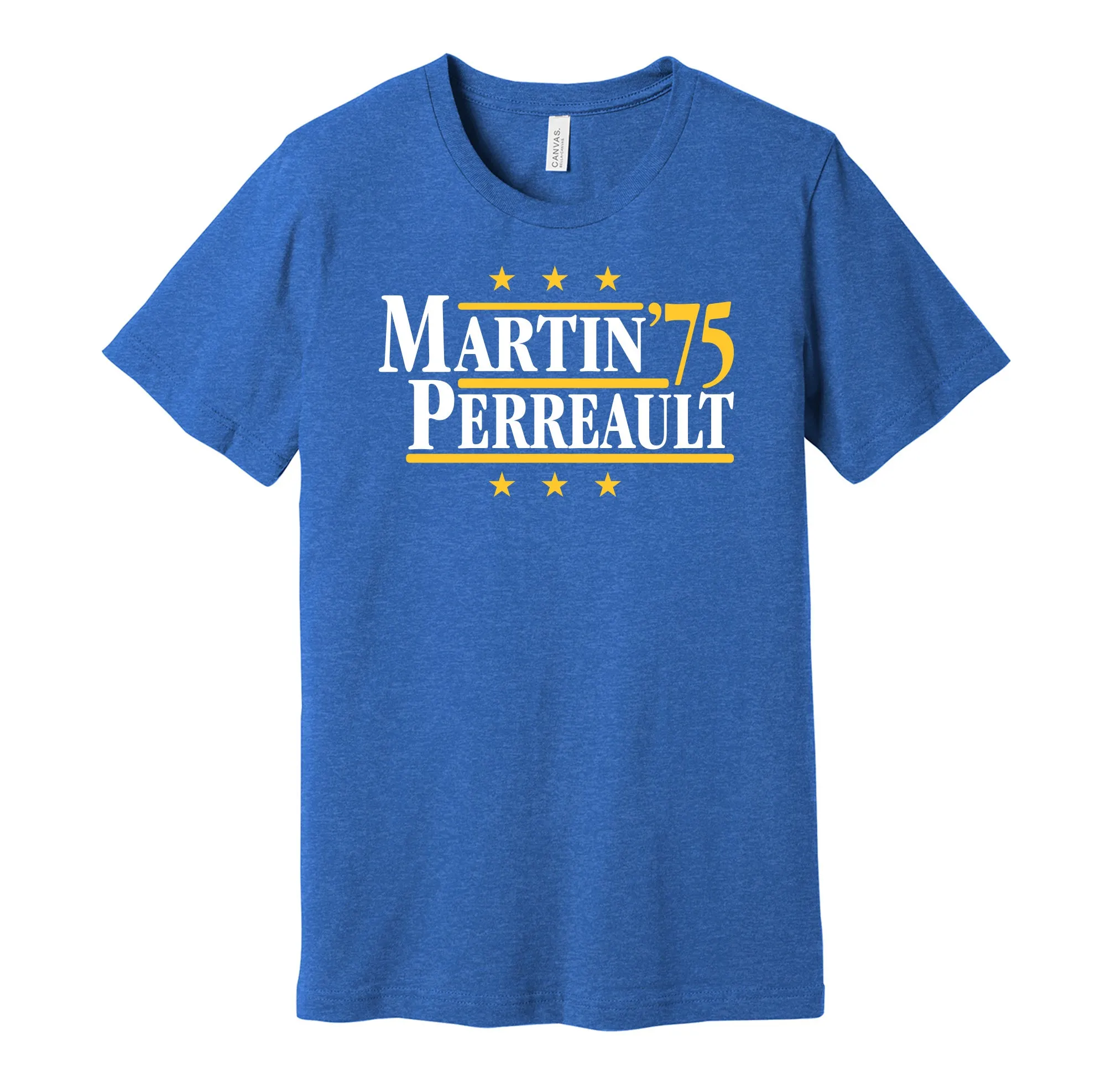 Martin & Perreault '75 - Buffalo Hockey Legends Political Campaign Parody T-Shirt - Hyper Than Hype Shirts