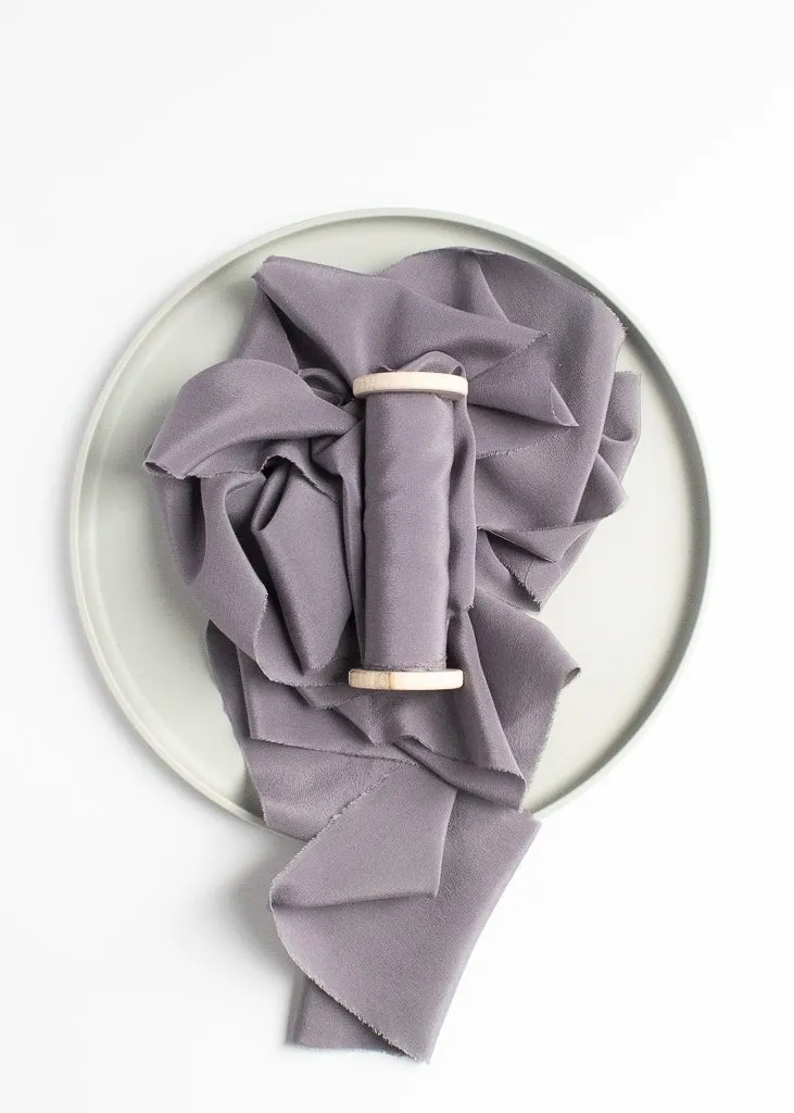 Muted Periwinkle Silk Ribbon in Crepe de Chine