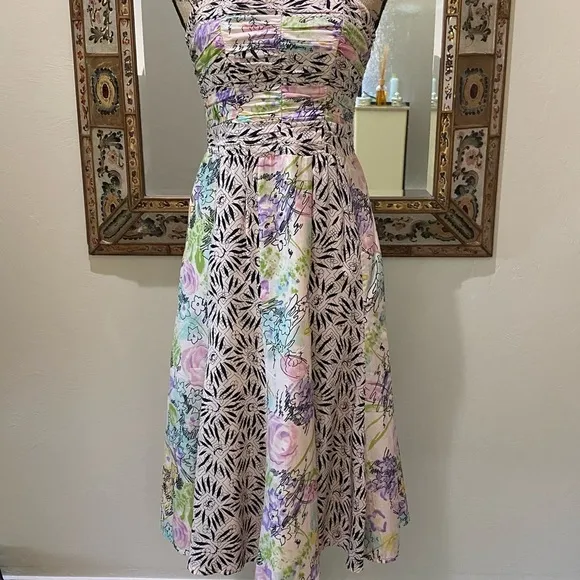 Nanette Lepore Silk Floral Strapless Dress