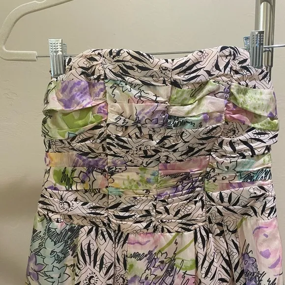 Nanette Lepore Silk Floral Strapless Dress