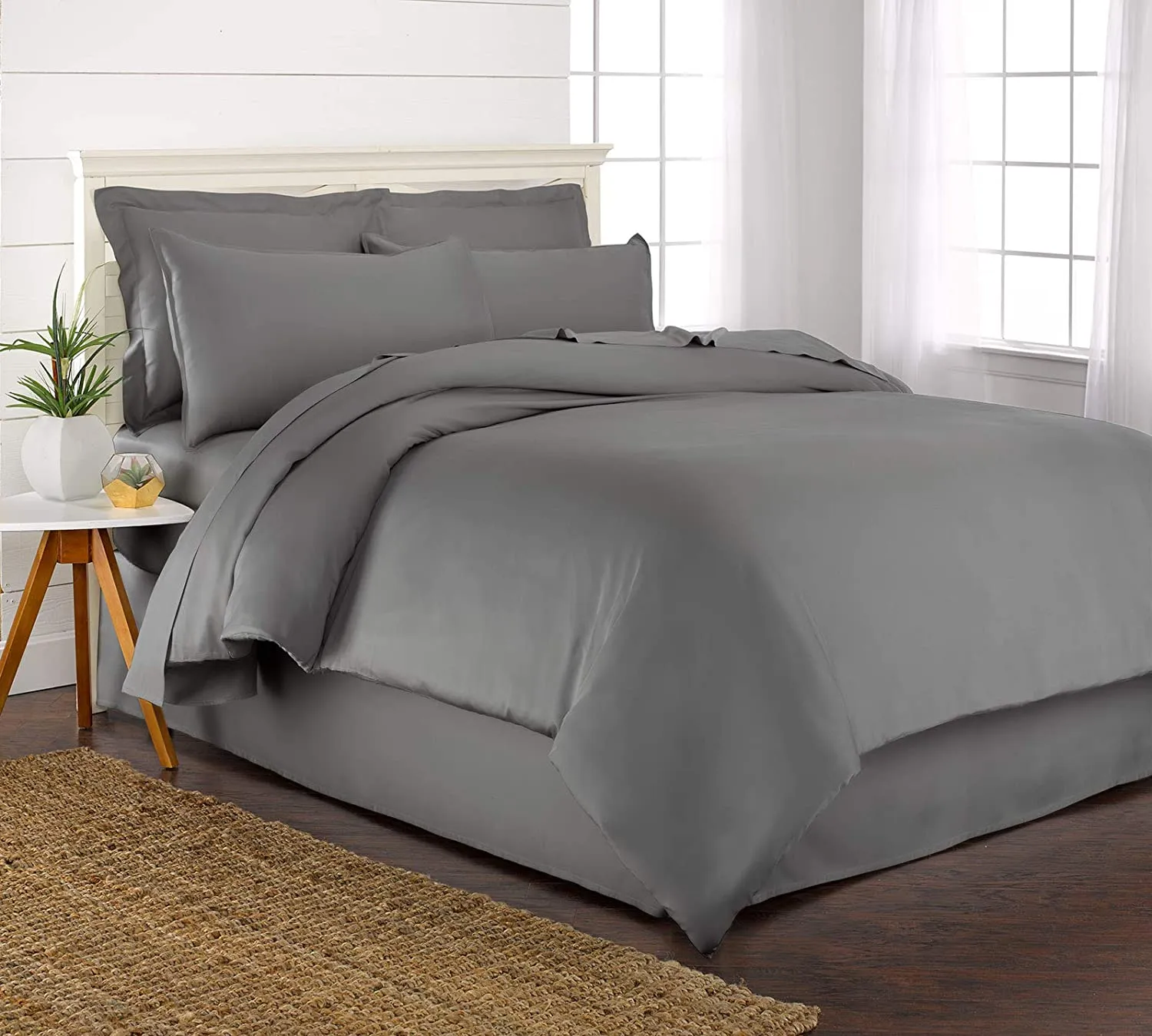New in Box! Lifease Luxurious 100% BAMBOO Viscose {The softest fabric in the world similar to cashmere & silk}- Duvet Cover Set with Corner Ties and Button Closer, KING/CAL KING size Grey! Retails $149 