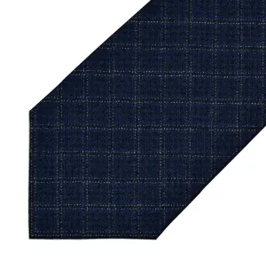 Piacenza 1733 Cashmere/Silk Blend - Navy with Black Windowpane - 7-Fold Necktie