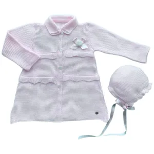 Pink Knitted Coat and Hat Set
