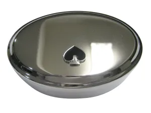 Playing Cards Black Spade Suits Oval Trinket Jewelry Box