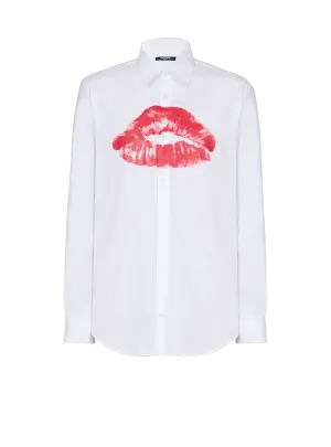 Poplin Shirt With Kiss Print