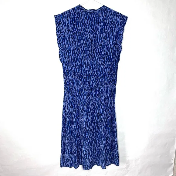 Rebecca Taylor Blue 100% Silk Tie-front Blouson Dress Women Size 10 Sleeveless
