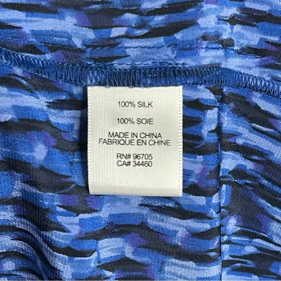 Rebecca Taylor Blue 100% Silk Tie-front Blouson Dress Women Size 10 Sleeveless