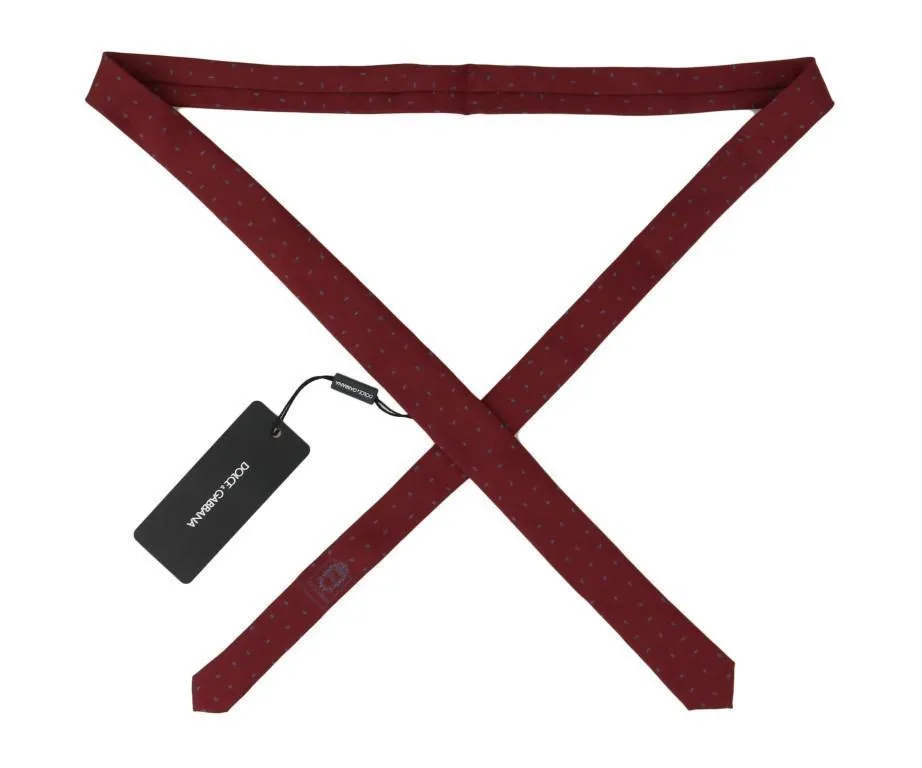 Red Silk Gray Pattern Slim Tie