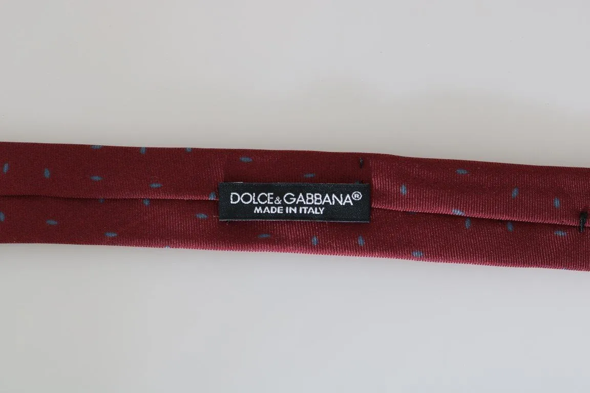 Red Silk Gray Pattern Slim Tie