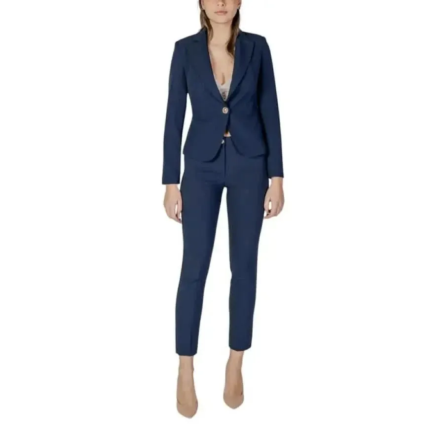 Rinascimento Women's Blue Blazer with Low-Cut V-Neck