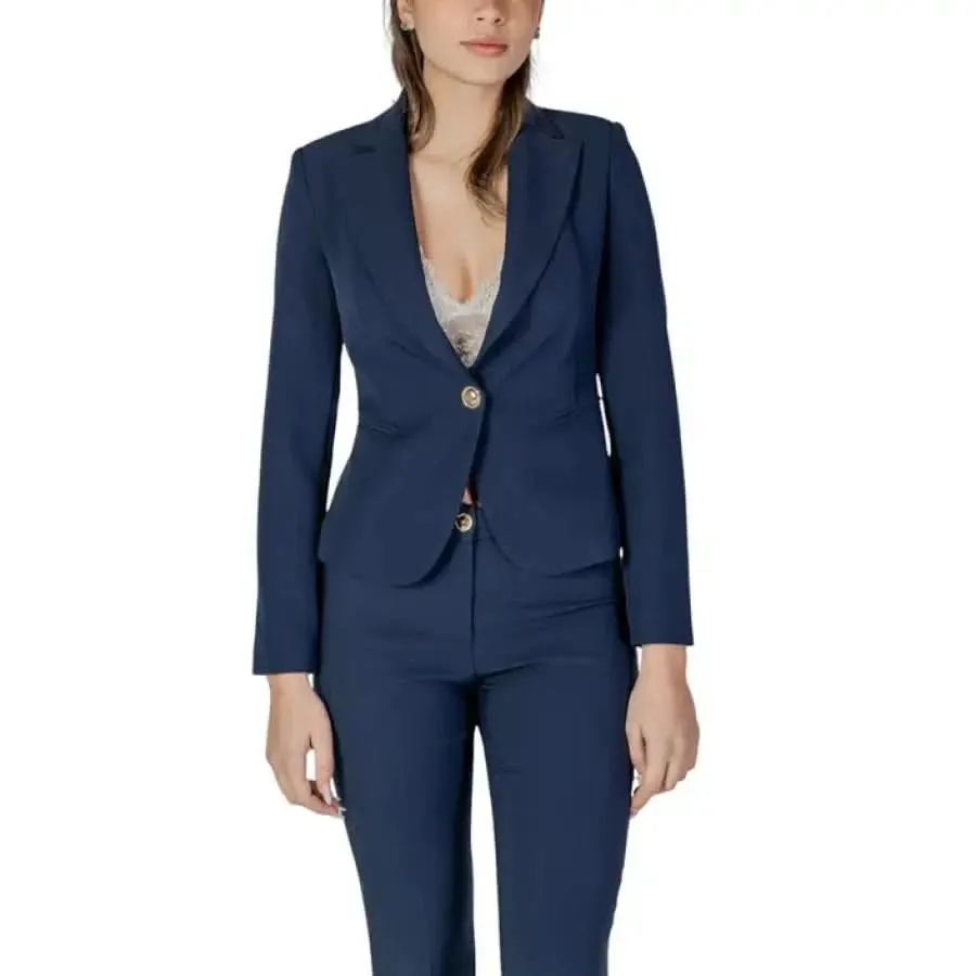 Rinascimento Women's Blue Blazer with Low-Cut V-Neck