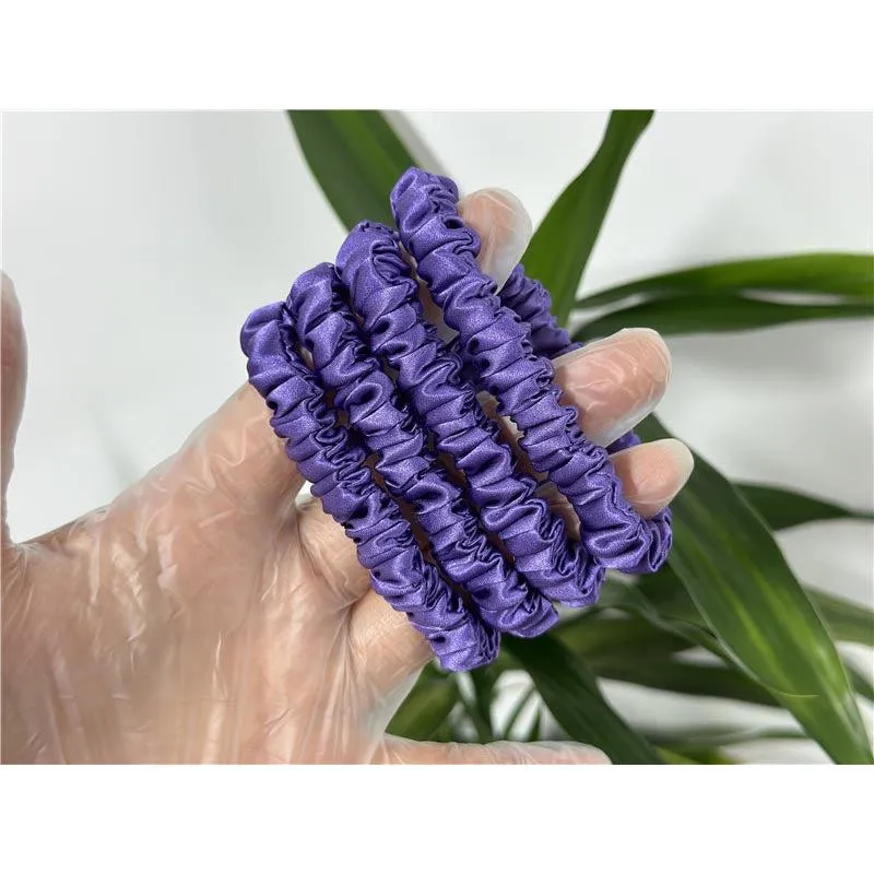 Royal purple silk scrunchies mini
