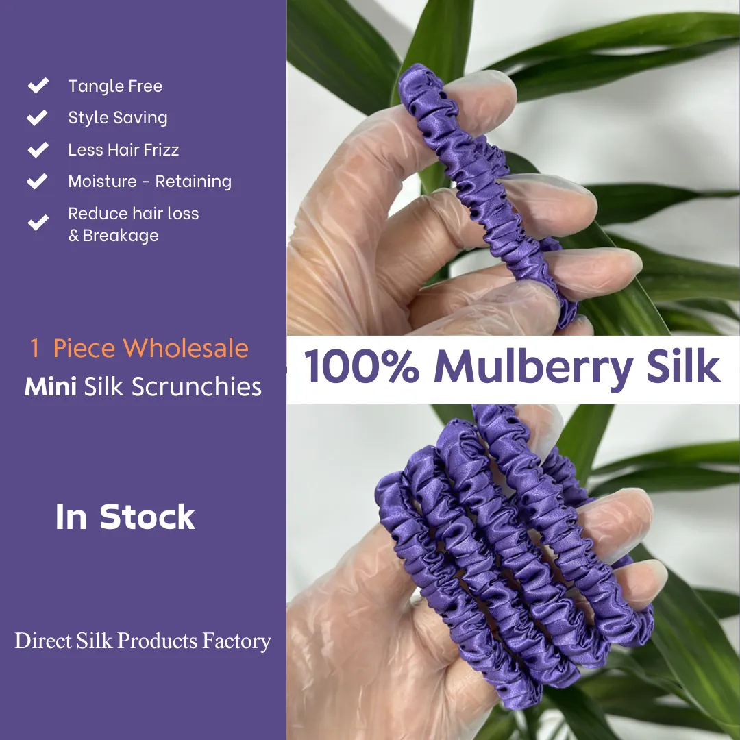 Royal purple silk scrunchies mini