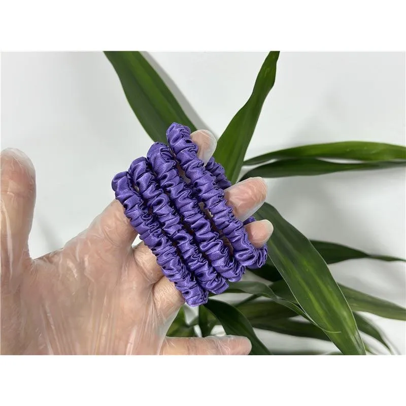 Royal purple silk scrunchies mini