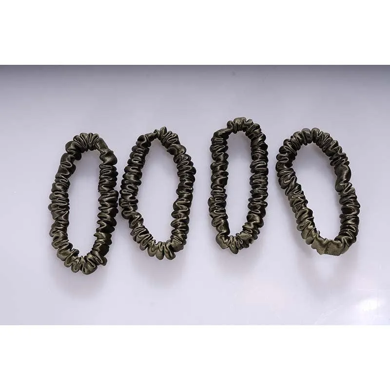 Silk skinny hair ties - Army - 4 Pack - dropshipping