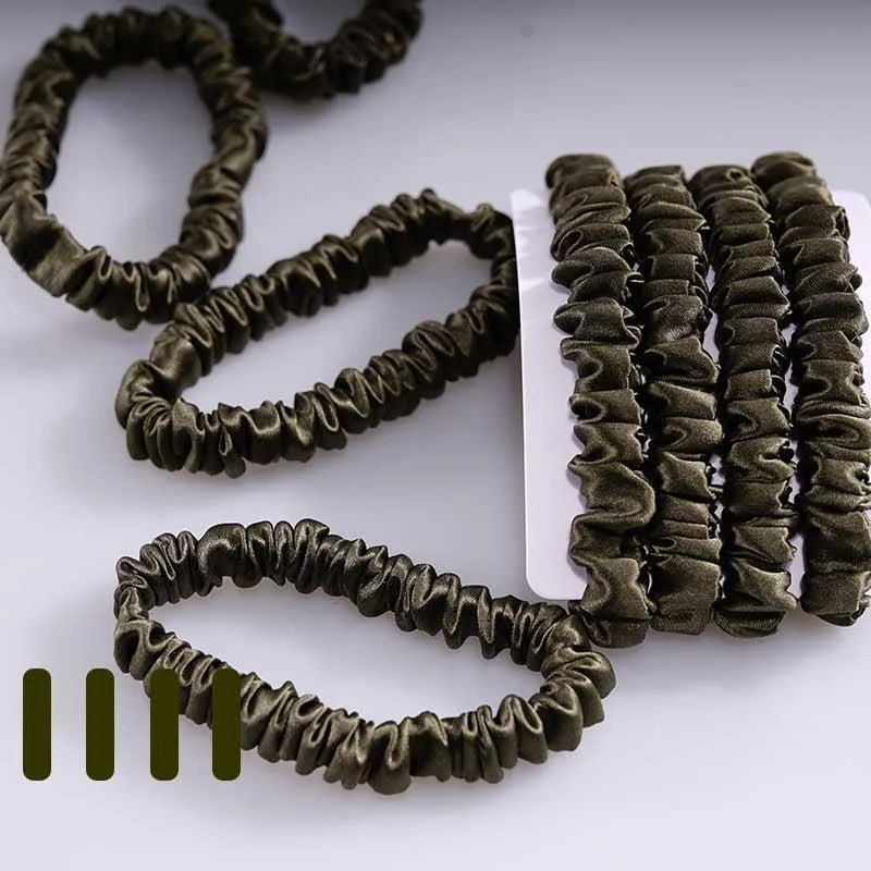 Silk skinny hair ties - Army - 4 Pack - dropshipping