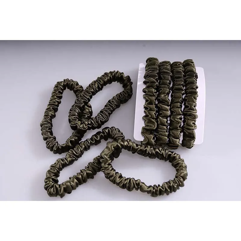 Silk skinny hair ties - Army - 4 Pack - dropshipping