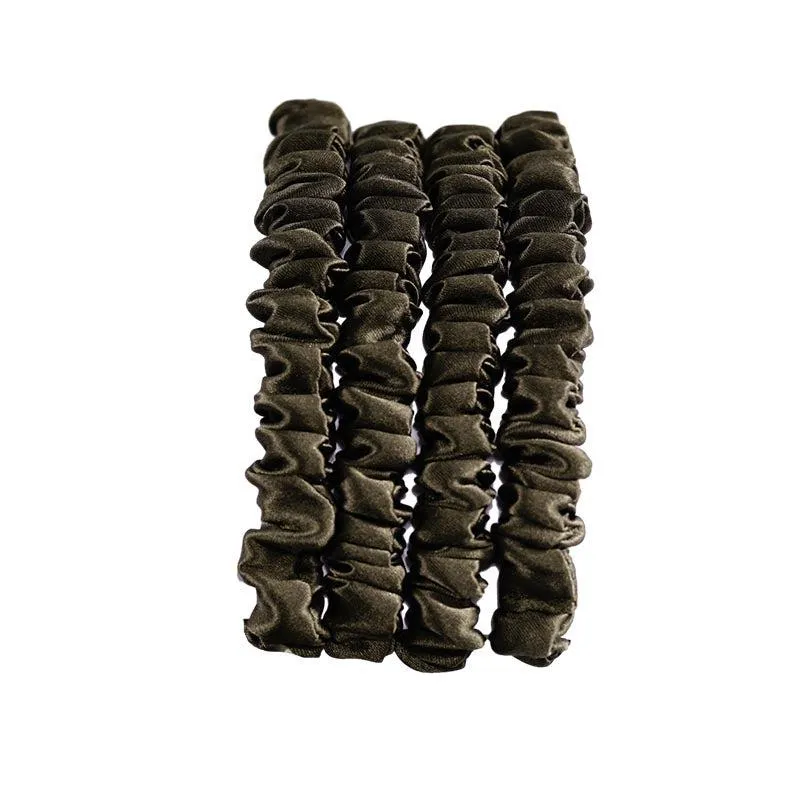 Silk skinny hair ties - Army - 4 Pack - dropshipping