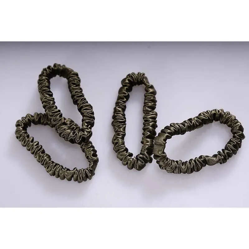 Silk skinny hair ties - Army - 4 Pack - dropshipping