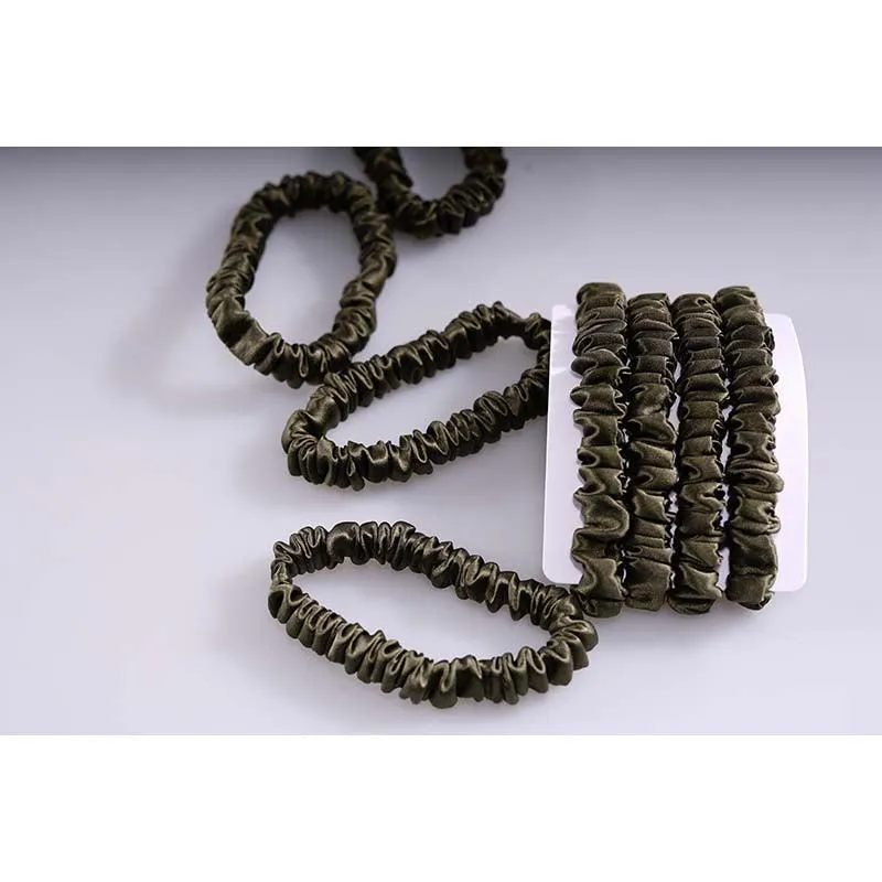 Silk skinny hair ties - Army - 4 Pack - dropshipping