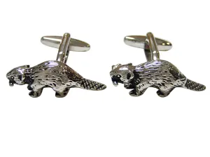 Silver Toned Beaver Cufflinks