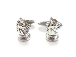 Silver Toned Chess Knight Cufflinks