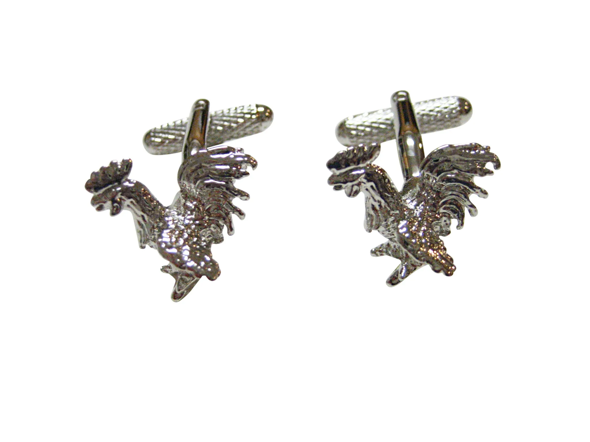 Silver Toned Chicken Cufflinks
