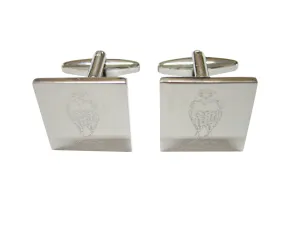Silver Toned Etched Standing Owl Cufflinks