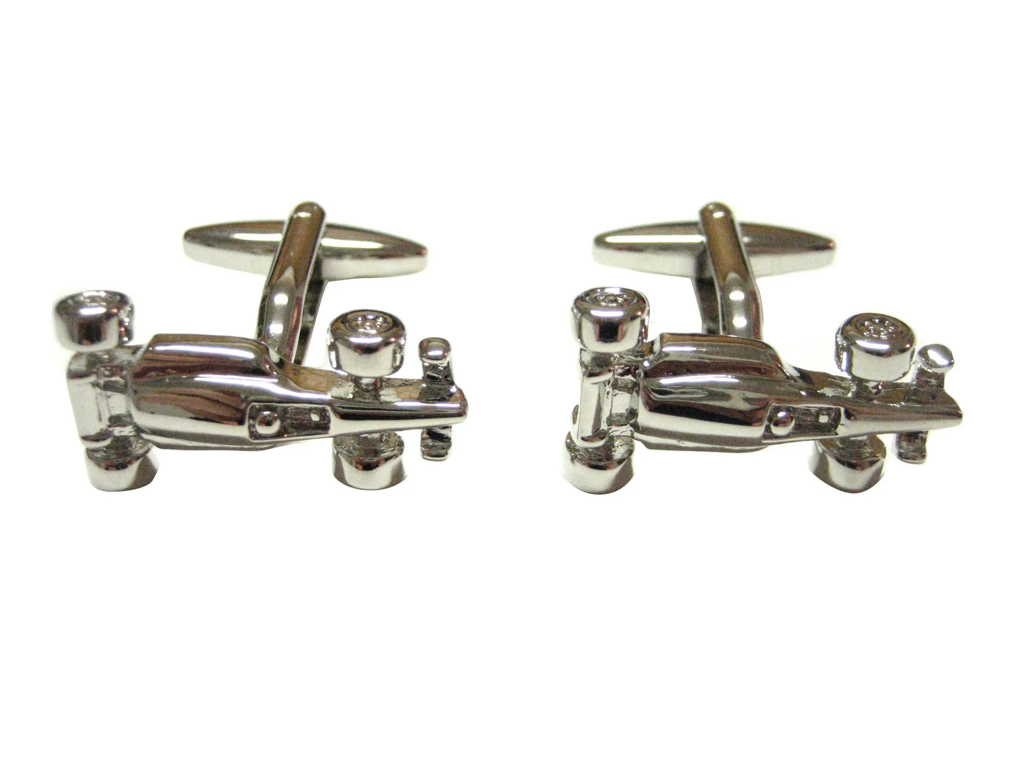 Silver Toned F1 Race Car Cufflinks