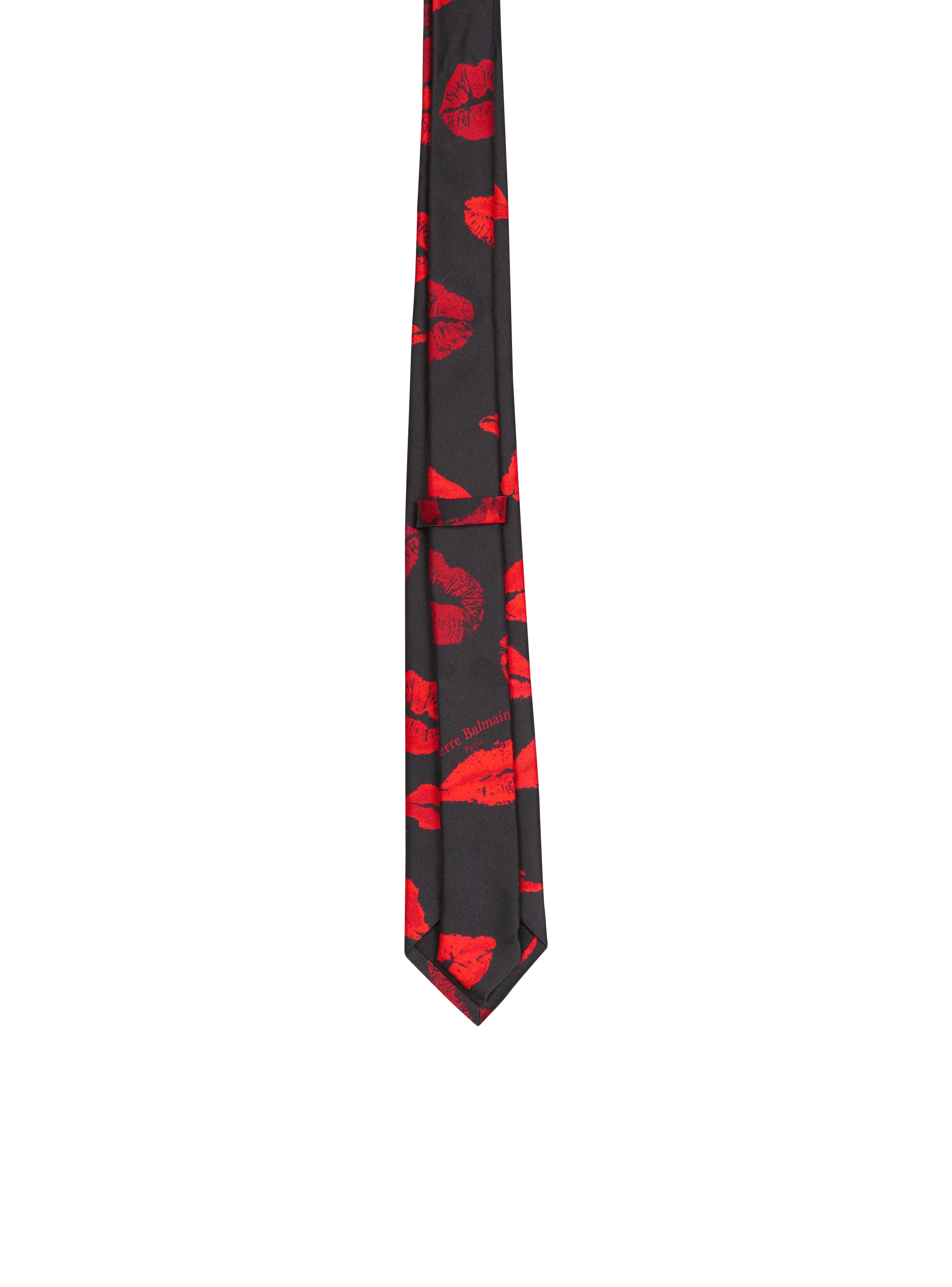 Slim Silk Tie With Kiss Print