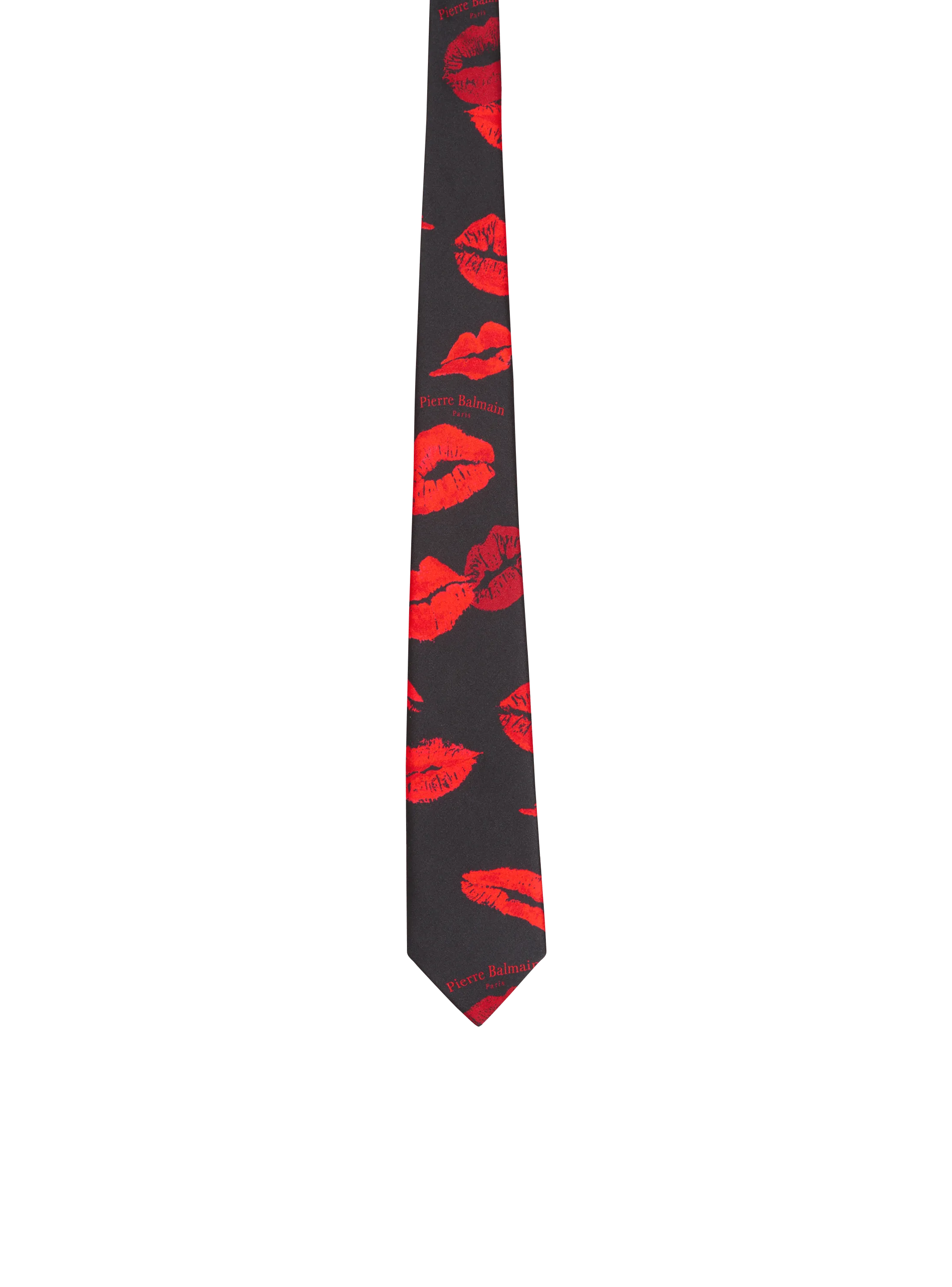 Slim Silk Tie With Kiss Print