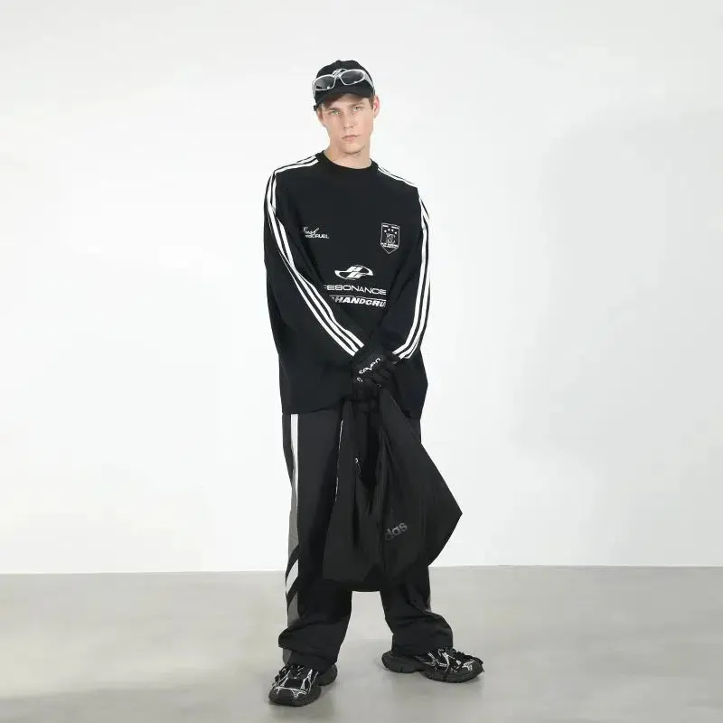 Sports Stitching Embroidery Round Neck Shirt