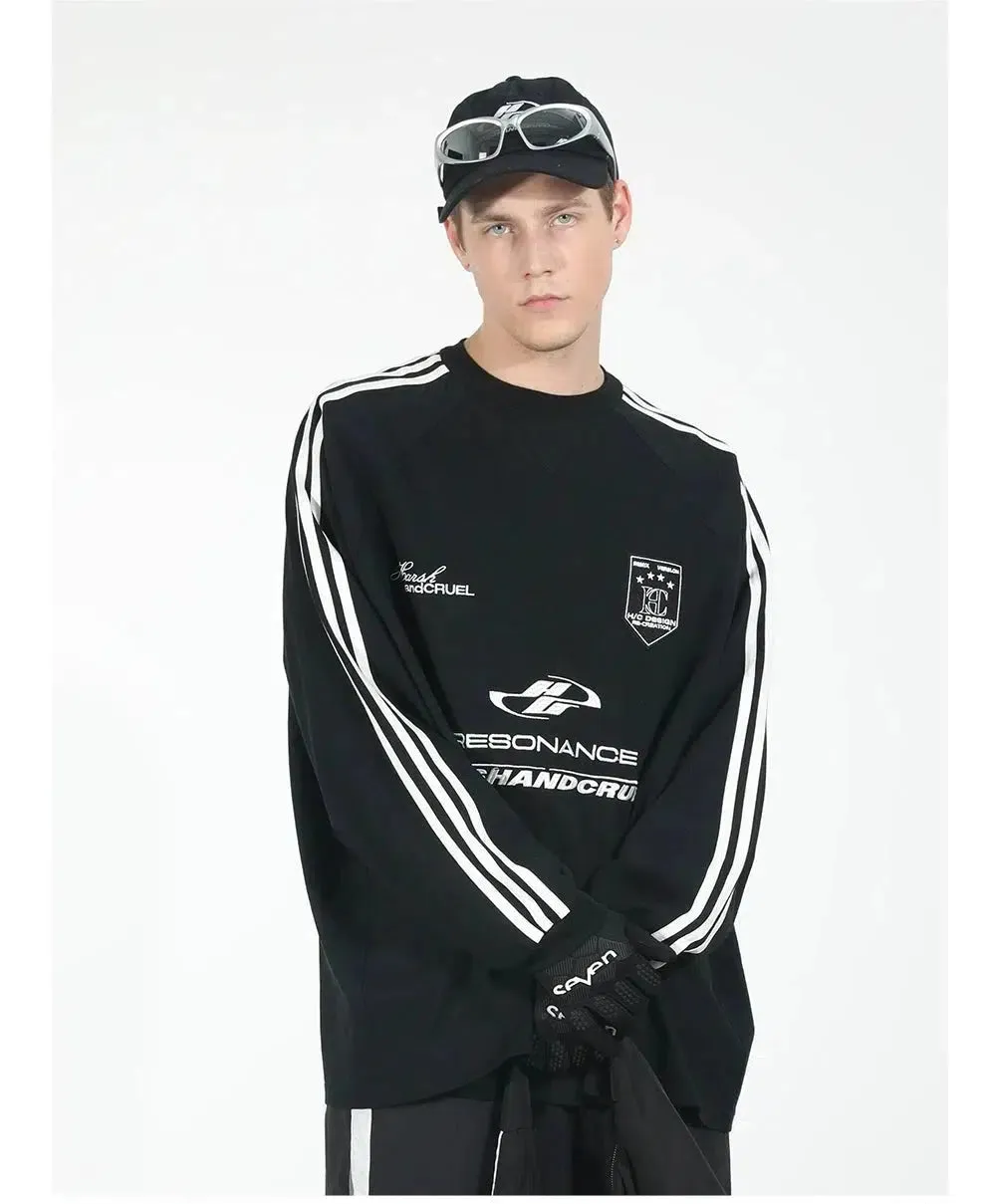 Sports Stitching Embroidery Round Neck Shirt