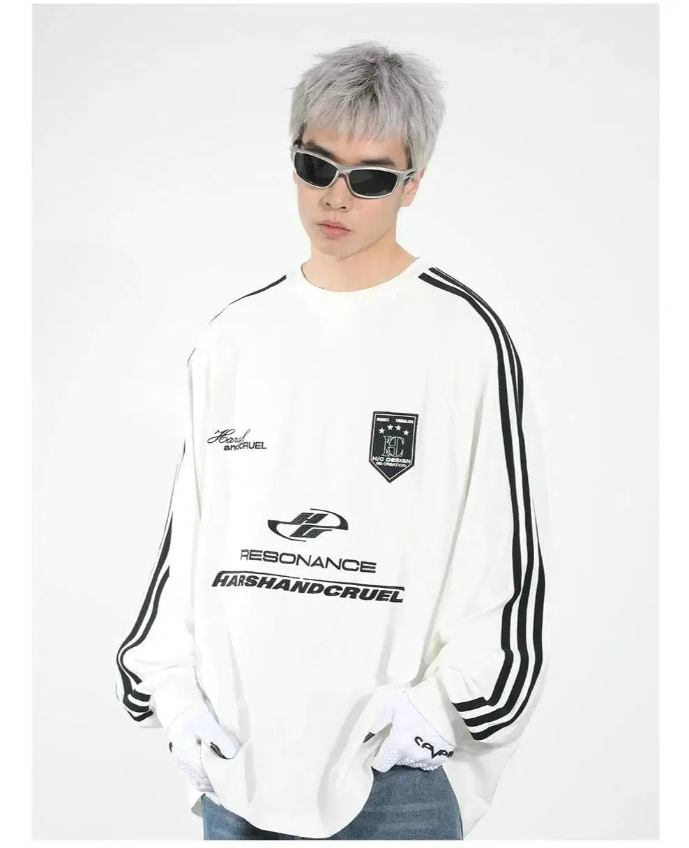 Sports Stitching Embroidery Round Neck Shirt