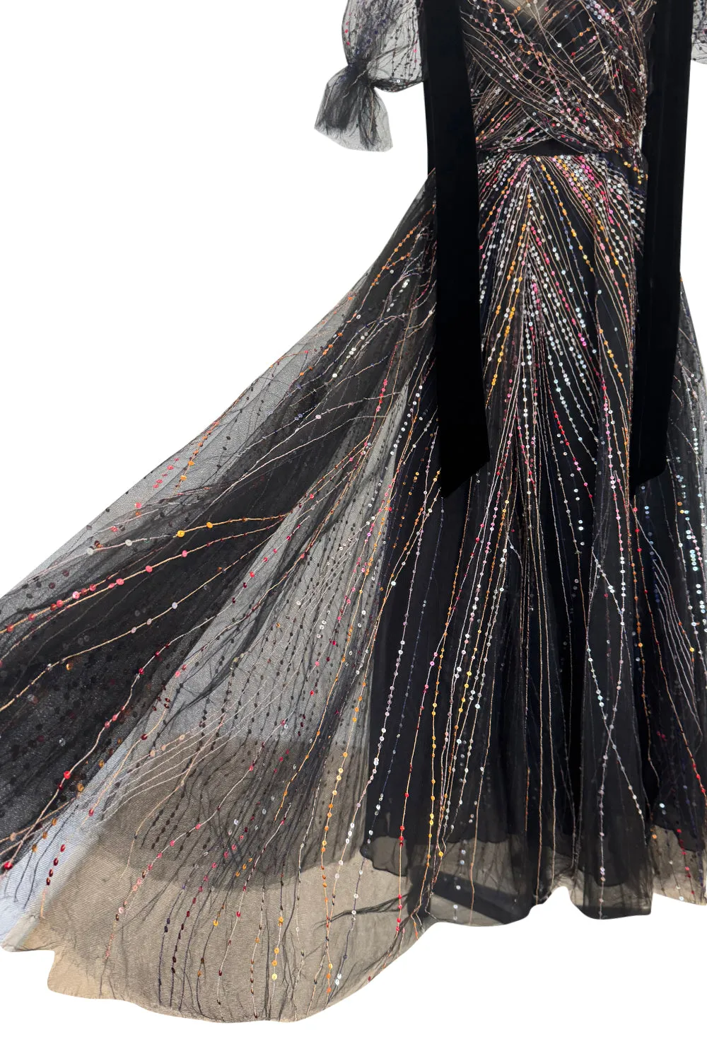 Spring 2018 Valentino by Pierpaolo Piccioli Black Tulle Sequin w Velvet Bows