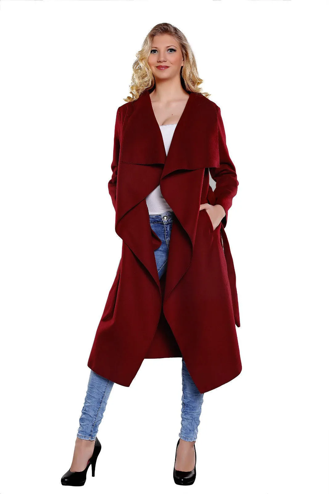 spring fashion Casual women's wool blend Trench Coat long Outerwear loose clothes for lady good