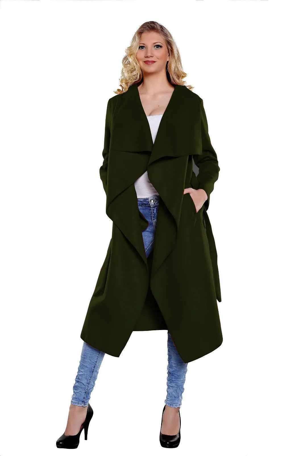 spring fashion Casual women's wool blend Trench Coat long Outerwear loose clothes for lady good