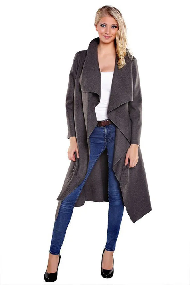 spring fashion Casual women's wool blend Trench Coat long Outerwear loose clothes for lady good